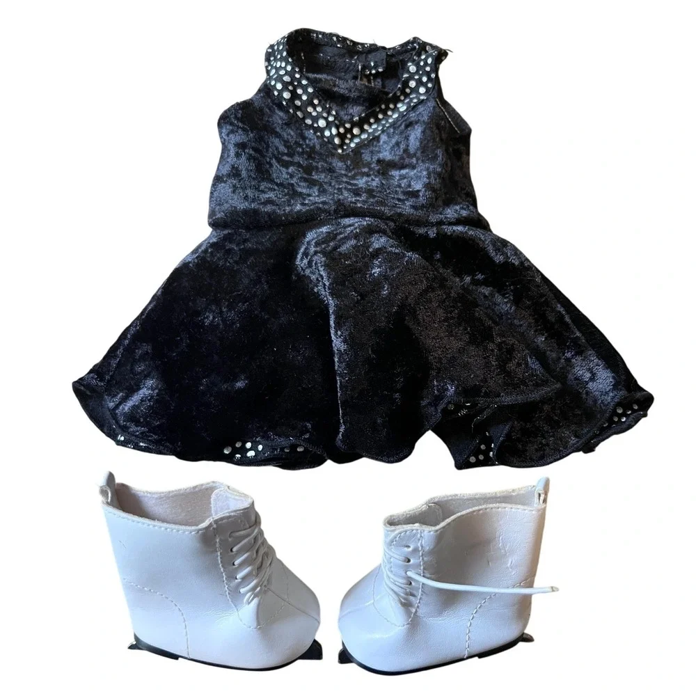 American girl Midnight skate outfit dress and ice skates 2010 retired